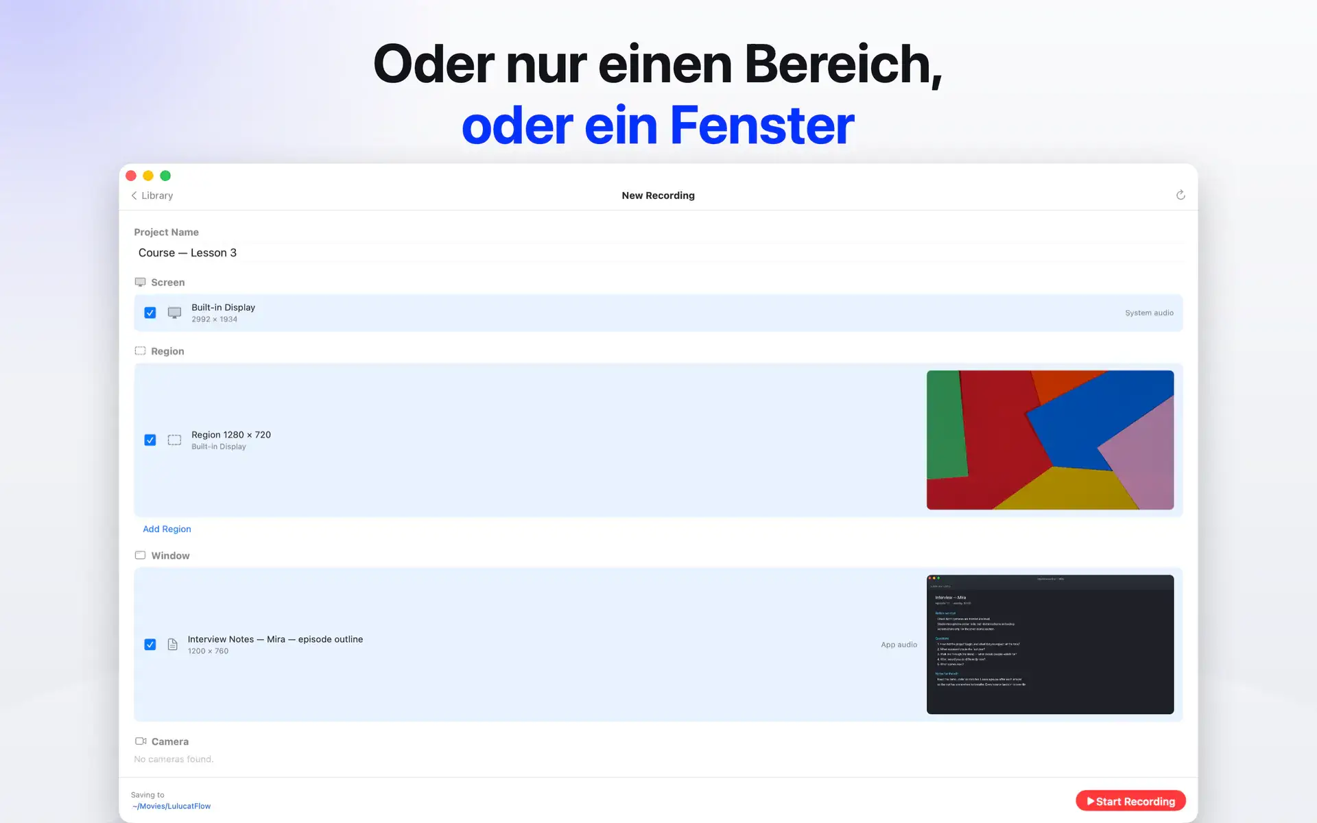 Oder nur einen Bereich, oder ein Fenster