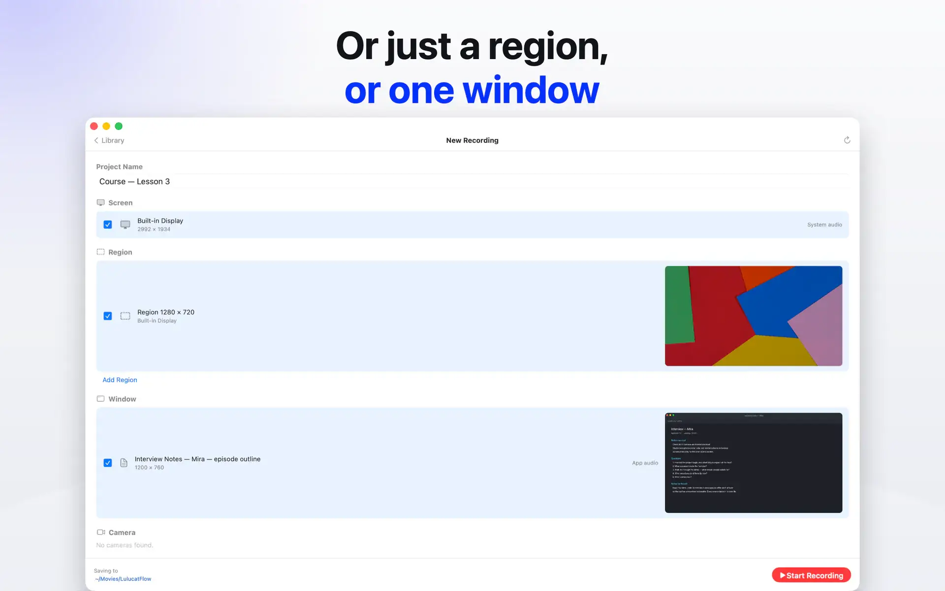 Or just a region, or one window