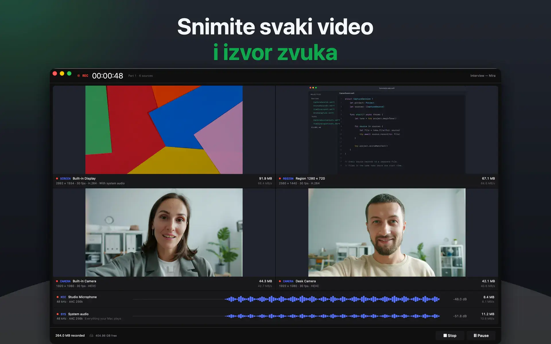 Snimite svaki video i izvor zvuka