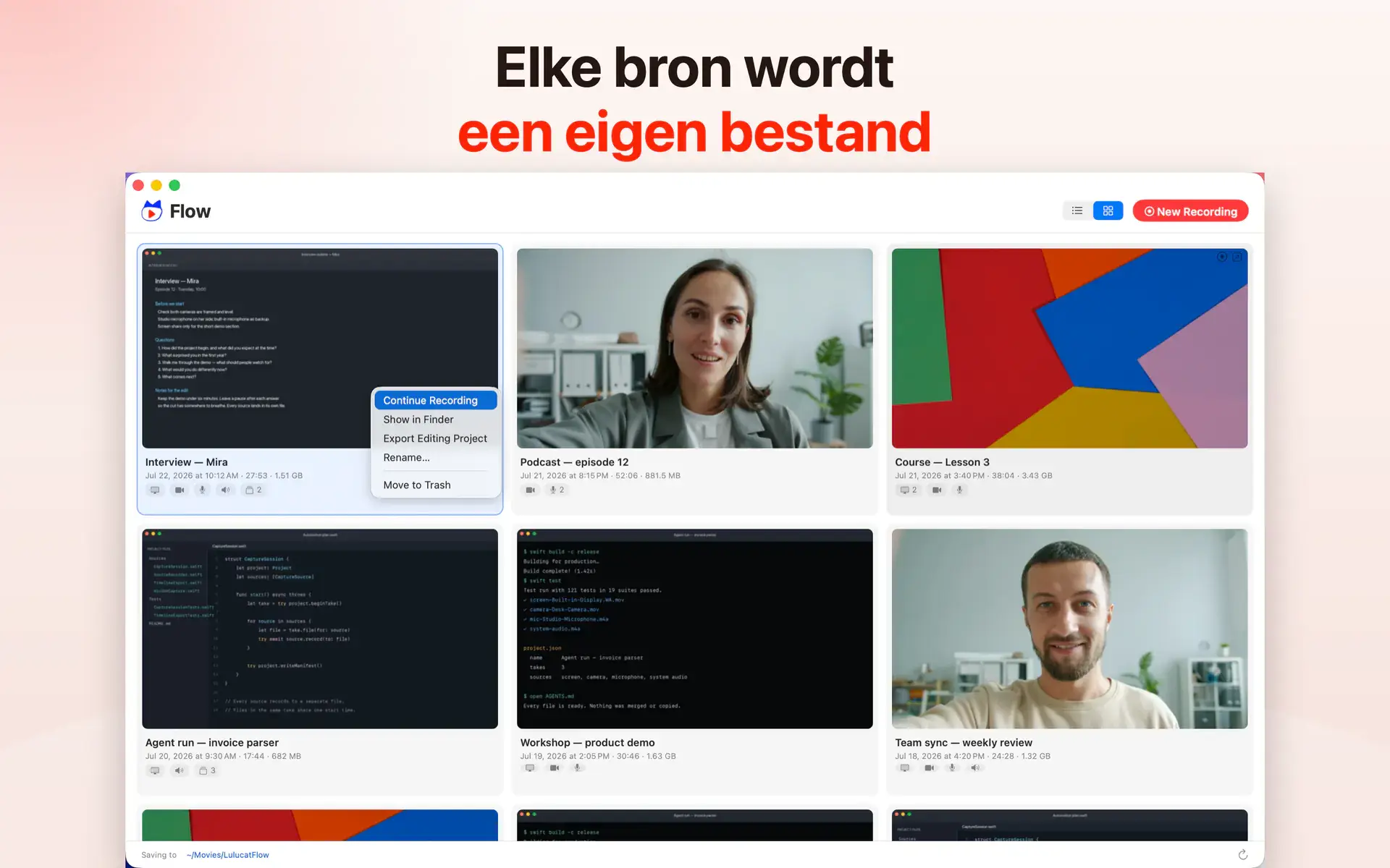 Elke bron wordt een eigen bestand