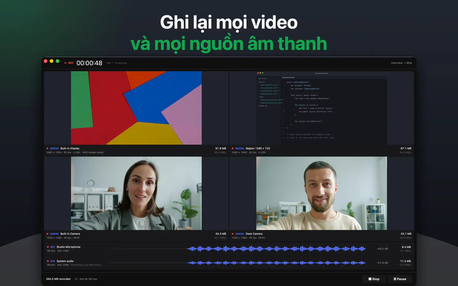 Ghi lại mọi video và mọi nguồn âm thanh